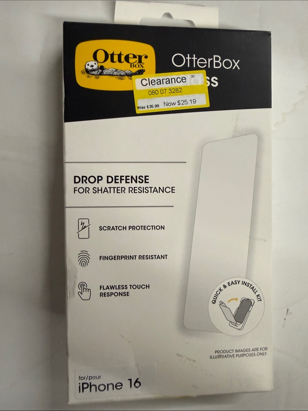 NEW OtterBox Drop Defense Glass Screen Protector iPhone 16